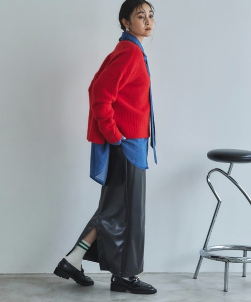 Doux archives（ドゥアルシーヴ）の「ソフトデニムボウタイシャツ（シャツ/ブラウス・レディース・チャコールグレー/ブルー/ネイビー・FREE）」の9枚目の写真