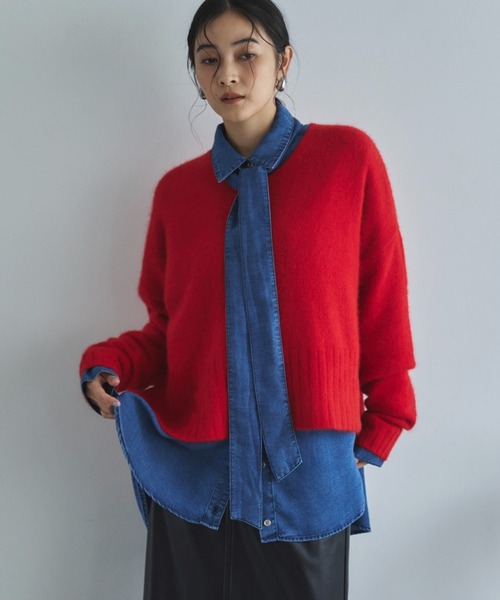 Doux archives（ドゥアルシーヴ）の「ソフトデニムボウタイシャツ（シャツ/ブラウス・レディース・チャコールグレー/ブルー/ネイビー・FREE）」の13枚目の写真