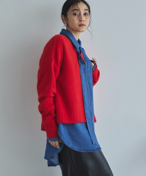 Doux archives（ドゥアルシーヴ）の「ソフトデニムボウタイシャツ（シャツ/ブラウス・レディース・チャコールグレー/ブルー/ネイビー・FREE）」の18枚目の写真