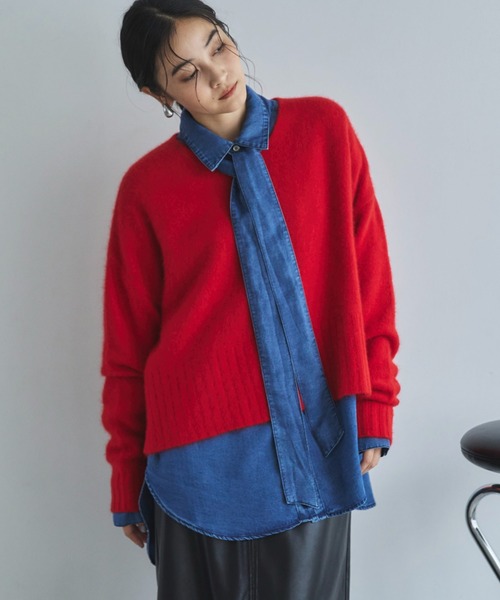 Doux archives（ドゥアルシーヴ）の「ソフトデニムボウタイシャツ（シャツ/ブラウス・レディース・チャコールグレー/ブルー/ネイビー・FREE）」の20枚目の写真