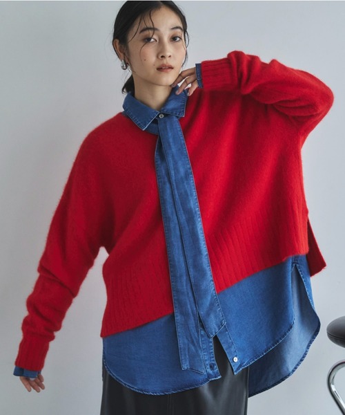 セール】ソフトデニムボウタイシャツ（シャツ/ブラウス）｜DOUX