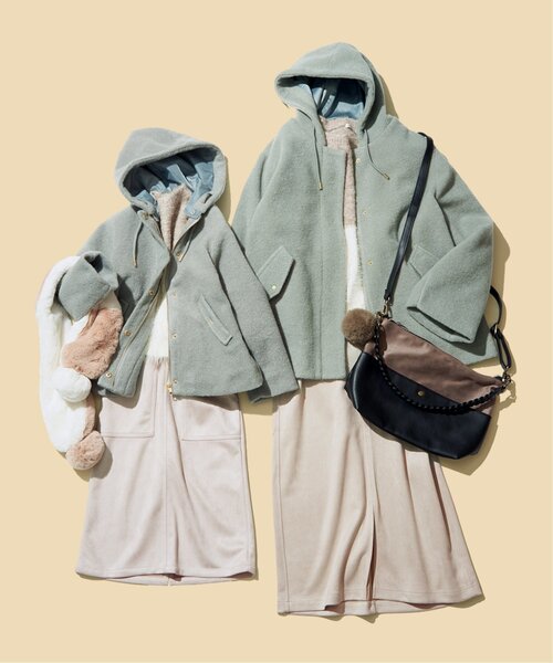 ikka（イッカ）の「【親子コーデ】ブークレー2WAYフードコート（110~160cm）（その他アウター・キッズ・ミント・S/M/L/XS/XL）」の3枚目の写真