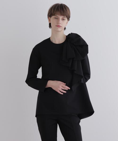 LE PHIL(ルフィル)の「◆ハイストポンチリボンモチーブラウス(シャツ/ブラウス・レディース・ブラック/ホワイト/ネイビー・F)」の2枚目の写真