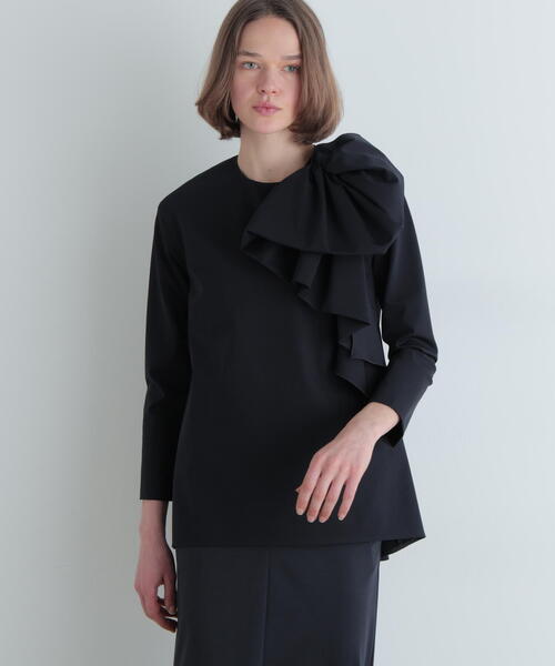 LE PHIL(ルフィル)の「◆ハイストポンチリボンモチーブラウス(シャツ/ブラウス・レディース・ブラック/ホワイト/ネイビー・F)」の10枚目の写真