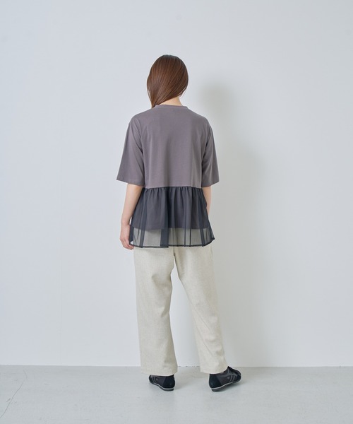 Kelen(ケレン)の「「KELEN / ケレン」アシンメトリー異素材コンビトップス(Tシャツ/カットソー・レディース・チャコールグレー/オフホワイト/ブラック/カーキ・S/M)」の18枚目の写真