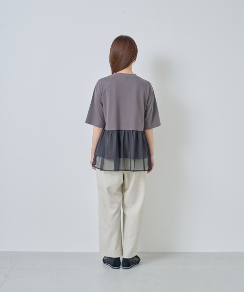 Kelen(ケレン)の「「KELEN / ケレン」アシンメトリー異素材コンビトップス(Tシャツ/カットソー・レディース・チャコールグレー/オフホワイト/ブラック/カーキ・S/M)」の22枚目の写真