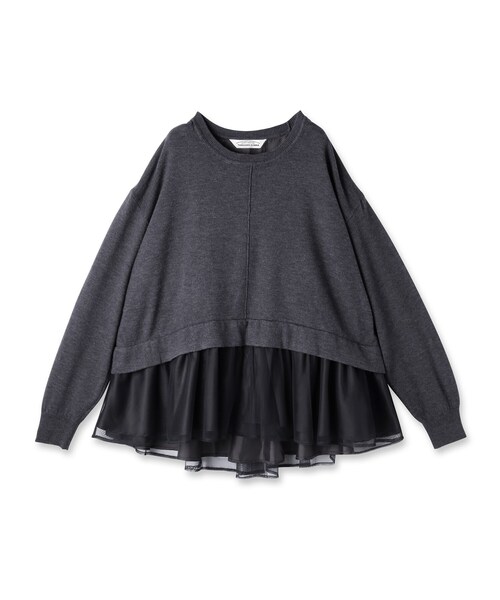 UNTITLED（アンタイトル）の「【TORRAZZO DONNA】ニット×チュールトップス（Tシャツ/カットソー・レディース・グレー/ブラック・02）」の3枚目の写真