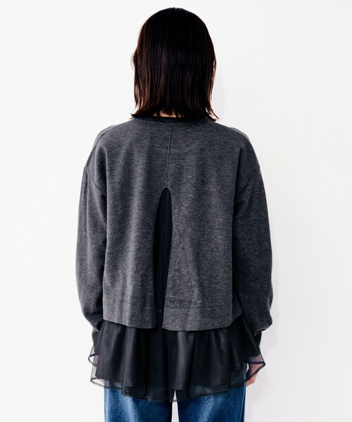 UNTITLED（アンタイトル）の「【TORRAZZO DONNA】ニット×チュールトップス（Tシャツ/カットソー・レディース・グレー/ブラック・02）」の14枚目の写真