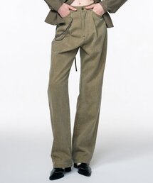 Pigment Pintuck Denim Pants Khaki