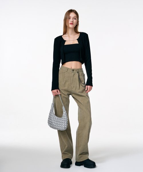 ETMON(エトモン)の「Pigment Pintuck Denim Pants Khaki(デニムパンツ・レディース・その他・MEDIUM/LARGE)」の5枚目の写真