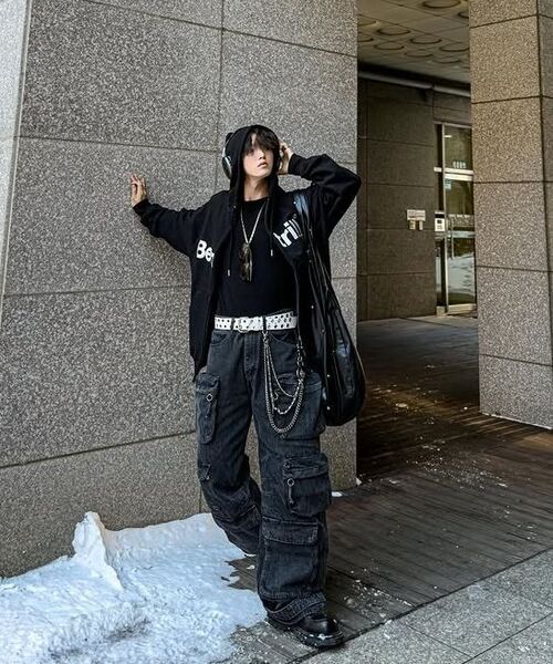 MASSNOUN（マスノウン）の「M6X スナップカーゴデニムパンツ MSFJP001-BK（デニムパンツ・メンズ・その他・X-LARGE/LARGE）」の2枚目の写真