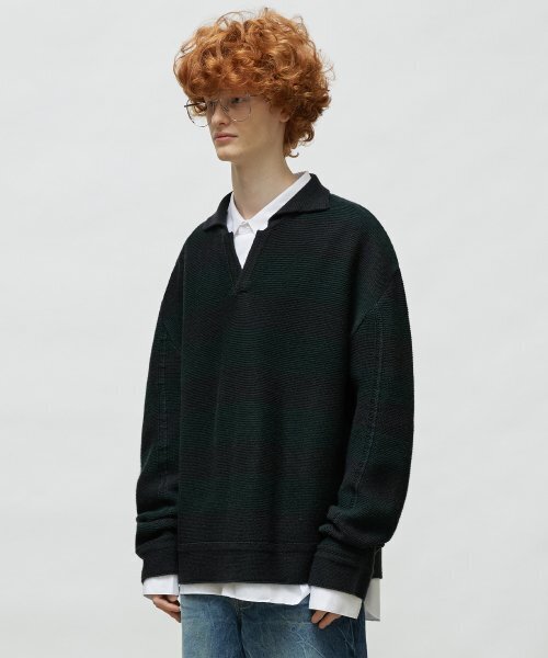 LMOOD（エルムード）の「プレピストライププルオーバーニットネイビー（ニット/セーター・レディース・その他・44/46）」の2枚目の写真