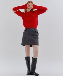WAVE LINE QUILTING SKIRT_BLACK