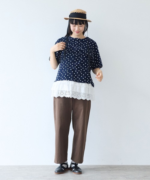 bulle de savon（ビュルデサボン）の「mizutamaパイルカットジャカード タック袖プルオーバー（Tシャツ/カットソー・レディース・ネイビー・FREE）」の5枚目の写真