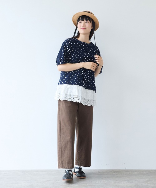 bulle de savon（ビュルデサボン）の「mizutamaパイルカットジャカード タック袖プルオーバー（Tシャツ/カットソー・レディース・ネイビー・FREE）」の6枚目の写真