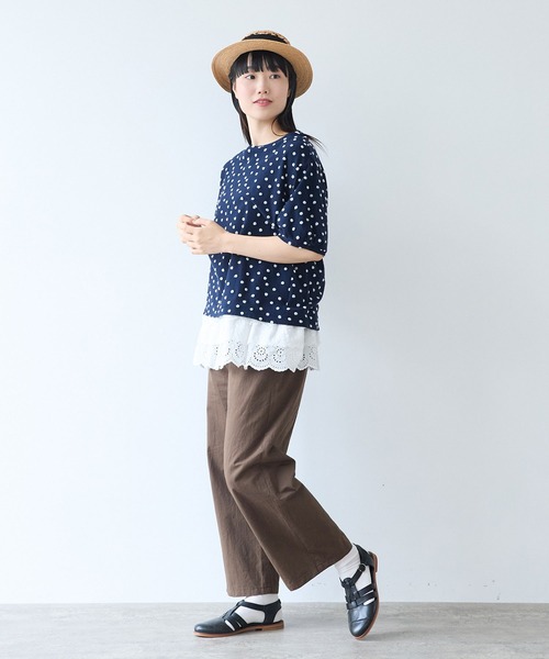 bulle de savon（ビュルデサボン）の「mizutamaパイルカットジャカード タック袖プルオーバー（Tシャツ/カットソー・レディース・ネイビー・FREE）」の7枚目の写真