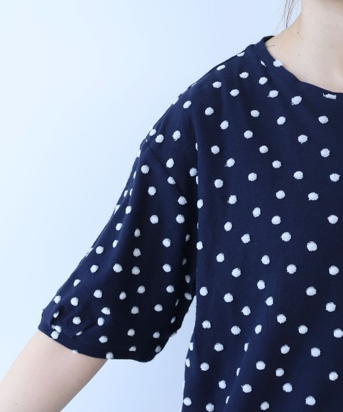 bulle de savon（ビュルデサボン）の「mizutamaパイルカットジャカード タック袖プルオーバー（Tシャツ/カットソー・レディース・ネイビー・FREE）」の13枚目の写真