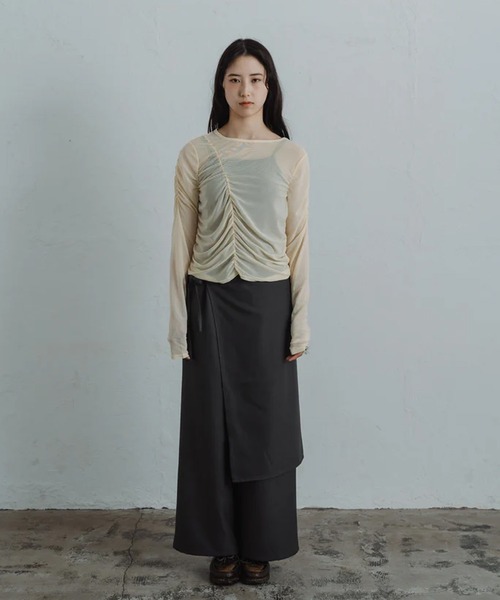 merrylatte(メリーラテ)の「sheer shirring tops(Tシャツ/カットソー・レディース・イエロー・FREE)」の8枚目の写真