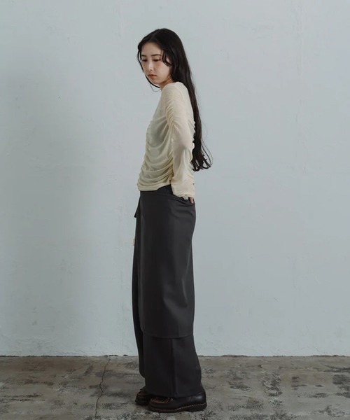 merrylatte(メリーラテ)の「sheer shirring tops(Tシャツ/カットソー・レディース・イエロー・FREE)」の9枚目の写真