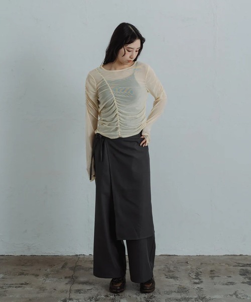 merrylatte(メリーラテ)の「sheer shirring tops(Tシャツ/カットソー・レディース・イエロー・FREE)」の11枚目の写真