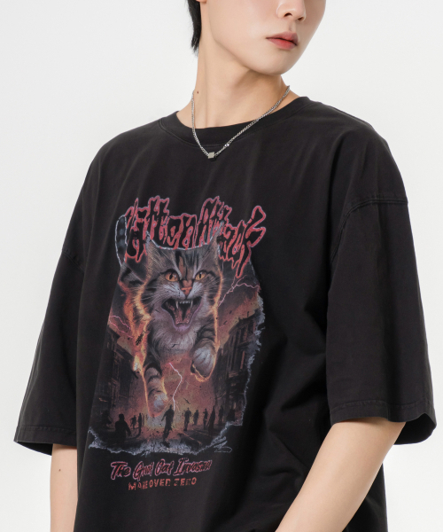 MOZMOZ(モズモズ)の「キトンアタック オーバーサイズ ピグメント 半袖Tシャツ ブラック(Tシャツ/カットソー・レディース・その他・M/XL/XXL)」の3枚目の写真