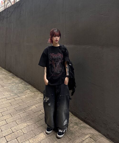 MOZMOZ(モズモズ)の「キトンアタック オーバーサイズ ピグメント 半袖Tシャツ ブラック(Tシャツ/カットソー・レディース・その他・M/XL/XXL)」の7枚目の写真