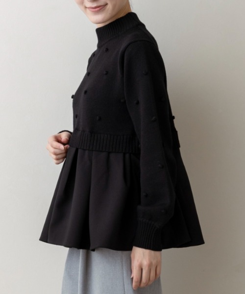 新作12/5発売】【SONO/ソーノ】ポンポンハイブリッドニットプル