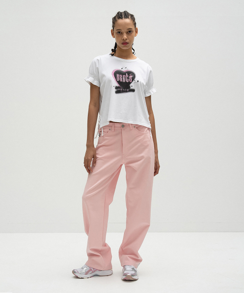 VENTE(ヴァンテ)の「ピンクのシルバーシーケン横飾りパンツ(デニムパンツ・レディース・その他・MEDIUM/SMALL)」の1枚目の写真