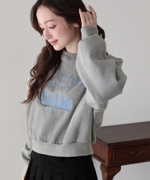 BLUEEAST(ブルーイースト)の「裏起毛フォレスト刺繍スウェット(スウェット・レディース・ネイビー/グレー/アイボリー・MEDIUM)」の10枚目の写真
