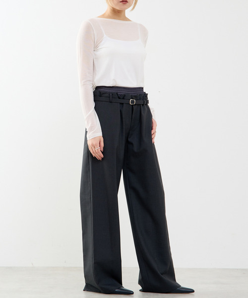SOFFITTO(ソフィット)の「カシミヤシルク混ボートネックシアープルオーバー(Tシャツ/カットソー・レディース・ホワイト/ブラック・FREE)」の5枚目の写真