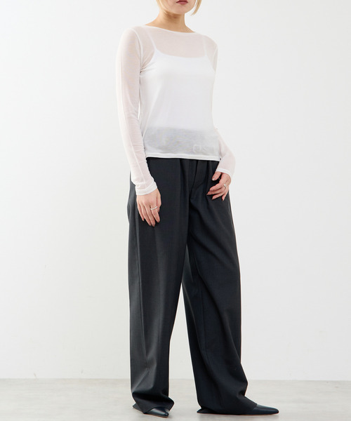 SOFFITTO(ソフィット)の「カシミヤシルク混ボートネックシアープルオーバー(Tシャツ/カットソー・レディース・ホワイト/ブラック・FREE)」の9枚目の写真