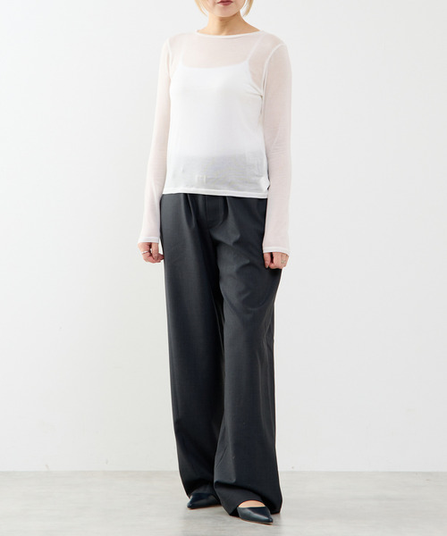 SOFFITTO(ソフィット)の「カシミヤシルク混ボートネックシアープルオーバー(Tシャツ/カットソー・レディース・ホワイト/ブラック・FREE)」の10枚目の写真