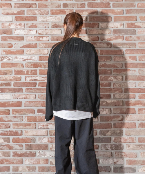 O project ニットカーディガン M 黒 厚手 19AW ànuke - クロシェニットカーディガン (ブラック) Crochet Knit