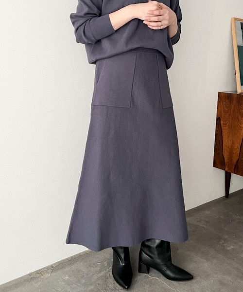 Doux archives（ドゥアルシーヴ）の「ベイカースカートニットＳＥＴＵＰ（ワンピース・レディース・ブルーグレー/グレー/ベージュ・FREE）」の4枚目の写真