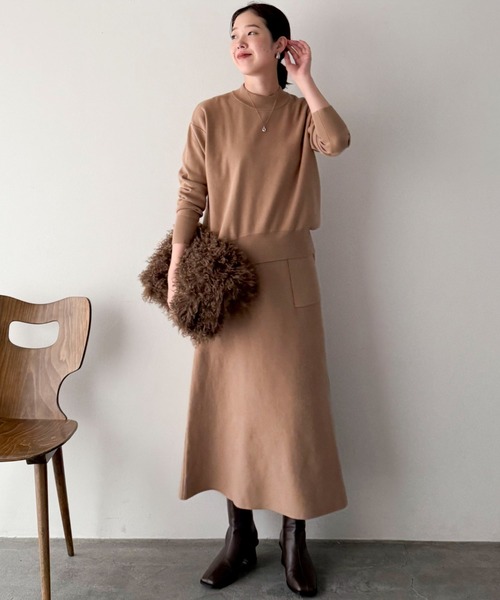 Doux archives（ドゥアルシーヴ）の「ベイカースカートニットＳＥＴＵＰ（ワンピース・レディース・ブルーグレー/グレー/ベージュ・FREE）」の12枚目の写真