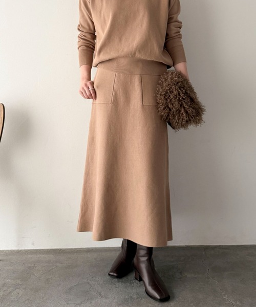 Doux archives（ドゥアルシーヴ）の「ベイカースカートニットＳＥＴＵＰ（ワンピース・レディース・ブルーグレー/グレー/ベージュ・FREE）」の16枚目の写真