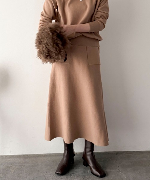 Doux archives（ドゥアルシーヴ）の「ベイカースカートニットＳＥＴＵＰ（ワンピース・レディース・ブルーグレー/グレー/ベージュ・FREE）」の19枚目の写真