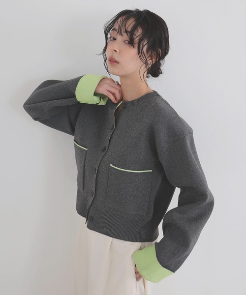 バイカラーニットカーディガン（カーディガン/ボレロ）｜LIAN（リアン