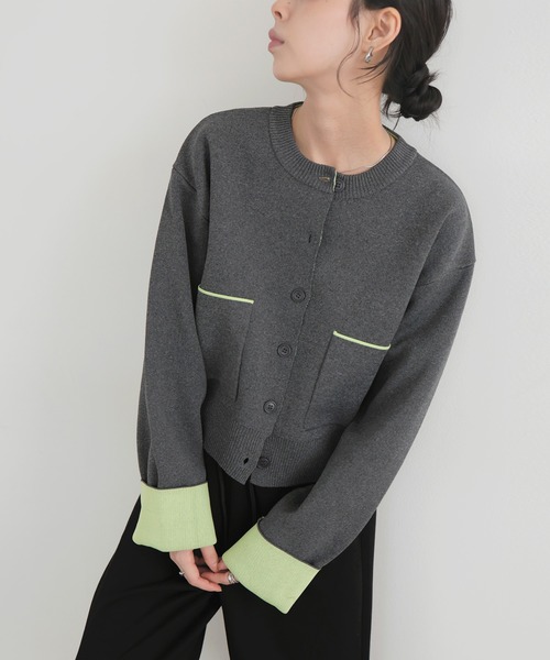 バイカラーニットカーディガン（カーディガン/ボレロ）｜LIAN（リアン