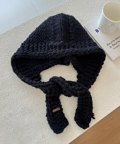 Vipoa（ヴィポア）の「Hand knit hooded balaclava（ネックウォーマー/スヌード・レディース・ブラック/アイボリー/レッド/ブルー/グレー・FREE）」の10枚目の写真