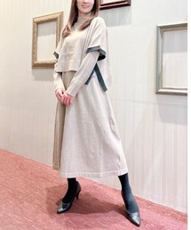 m.f.editorial（エムエフエディトリアル）の「【2枚セット ハンドウォッシャブル】m.f.エディトリアルレディース ポンチョ&ワンピース ニットアンサンブル（アンサンブル）」