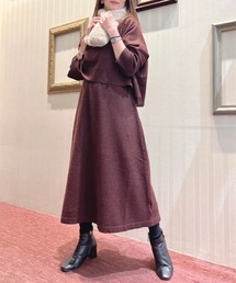 m.f.editorial（エムエフエディトリアル）の「【2枚セット ハンドウォッシャブル】m.f.エディトリアルレディース ポンチョ&ワンピース ニットアンサンブル（アンサンブル）」