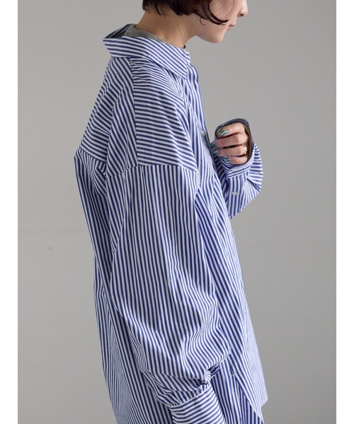 Samansa Mos2(サマンサ モスモス)の「【ZOZO限定】柄アソートビッグシャツ(シャツ/ブラウス・レディース・グレー/ピンク/ブルー/イエロー/ネイビー・F)」の9枚目の写真