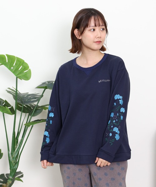 Emago(イマゴ)の「EMAGO 植物ロゴ刺繍プルオーバー(スウェット・レディース・杢グレー/グリーン/ネイビー・FREE)」の15枚目の写真