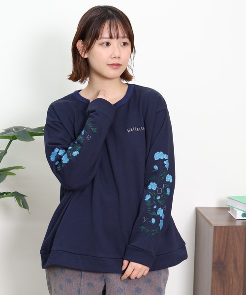 Emago(イマゴ)の「EMAGO 植物ロゴ刺繍プルオーバー(スウェット・レディース・杢グレー/グリーン/ネイビー・FREE)」の17枚目の写真