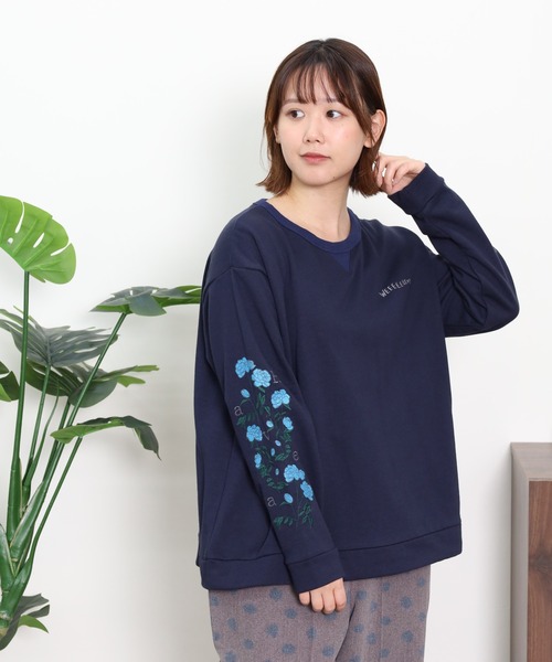 Emago(イマゴ)の「EMAGO 植物ロゴ刺繍プルオーバー(スウェット・レディース・杢グレー/グリーン/ネイビー・FREE)」の18枚目の写真