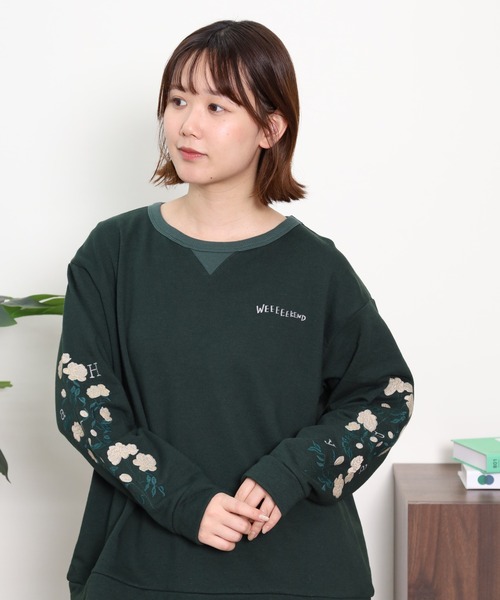 Emago(イマゴ)の「EMAGO 植物ロゴ刺繍プルオーバー(スウェット・レディース・杢グレー/グリーン/ネイビー・FREE)」の5枚目の写真