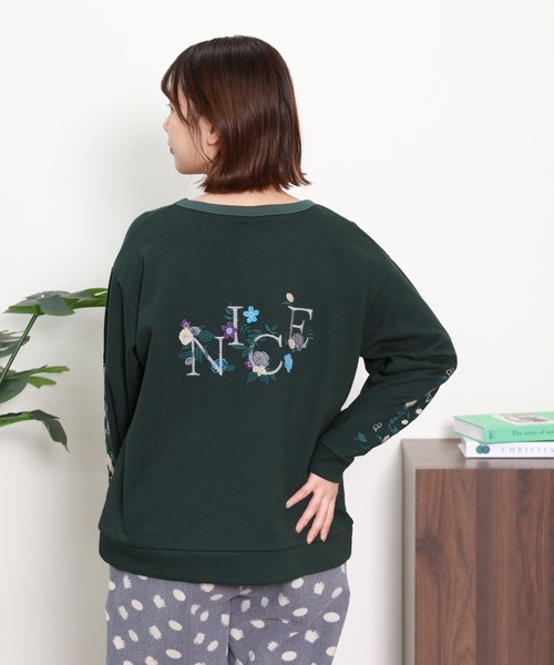 Emago(イマゴ)の「EMAGO 植物ロゴ刺繍プルオーバー(スウェット・レディース・杢グレー/グリーン/ネイビー・FREE)」の7枚目の写真
