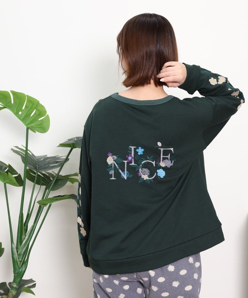 Emago(イマゴ)の「EMAGO 植物ロゴ刺繍プルオーバー(スウェット・レディース・杢グレー/グリーン/ネイビー・FREE)」の8枚目の写真