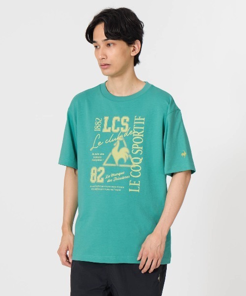 le coq sportif（ルコックスポルティフ）の「【le coq sportif/ルコック】 フットボールインスパイア カレッジ風ロゴTシャツ【ひんやり接触冷感】（Tシャツ/カットソー・メンズ・ホワイト/グリーン/オレンジ/ネイビー・XL/L/M/XXL）」の2枚目の写真
